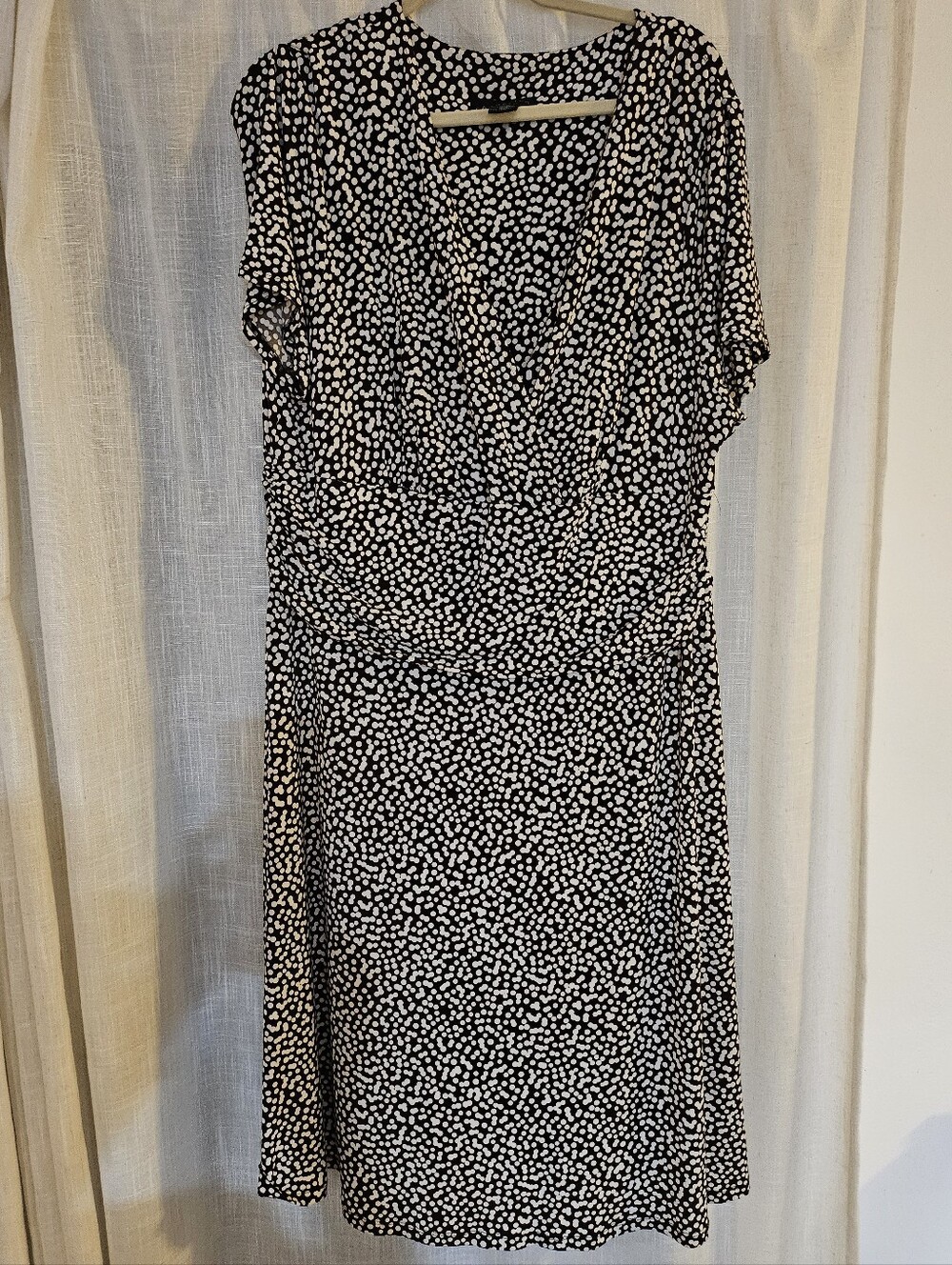 Connected Apparel Black and White Printed Midi Dress